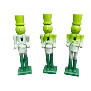 Crescent Enterprise Nutcracker Set of 3 Green Ombre Medium 7 inch Wood Christmas